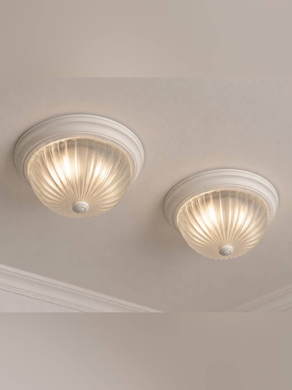 Two Frosted Glass 13” Light Fixtures